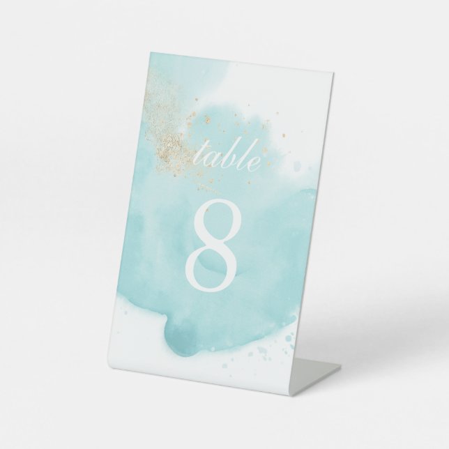Turquoise Watercolor Pedestal Sign (Front)