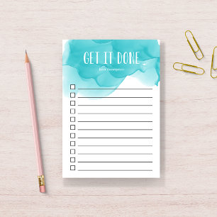 Turquoise Watercolor Personalised To-Do List Post-it Notes