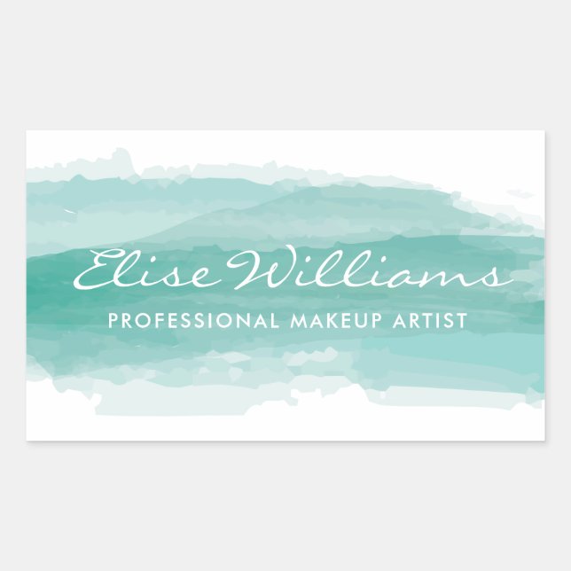 Turquoise Watercolor Rectangular Sticker (Front)