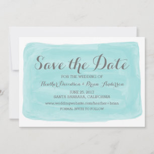 Turquoise Watercolor Save the Date Invite