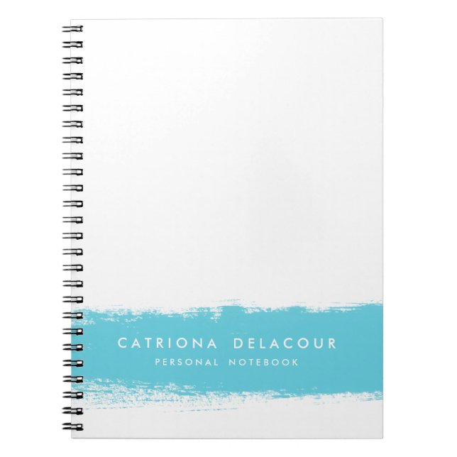 Turquoise Watercolor Splash Personalised Notebook (Front)