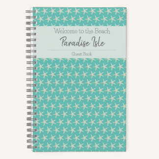 Turquoise Watercolor Starfish Guest Book