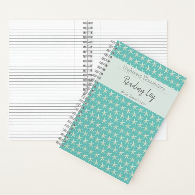 Turquoise Watercolor Starfish School Notebook (Inside)