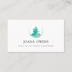 Turquoise Watercolor therapist zen massage Business Card
