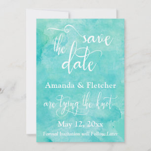 Turquoise Watercolor Typography Save the Date
