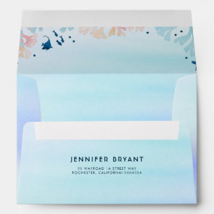 Turquoise Watercolor Under the Sea Beach Shower Envelopes
