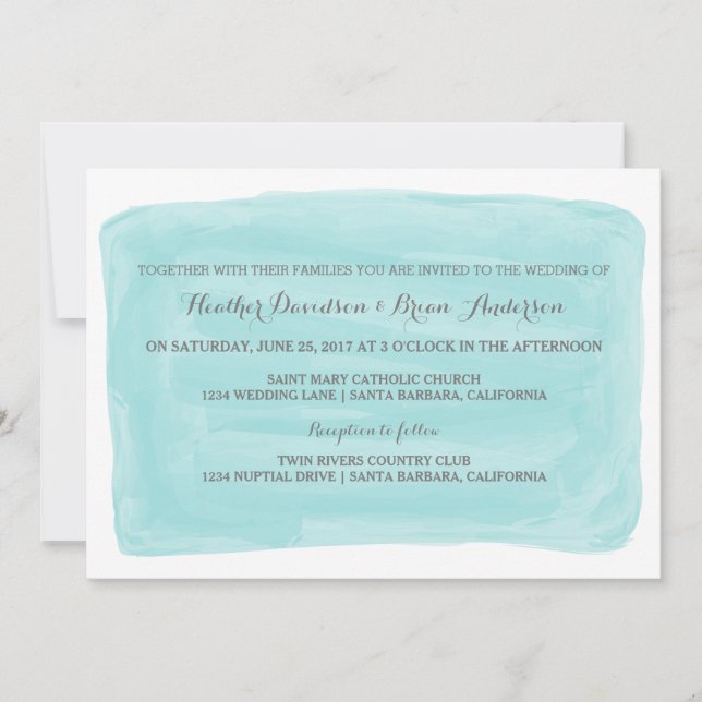 Turquoise Watercolor Wedding Invite (Front)
