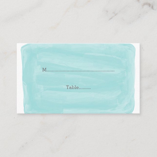 Turquoise Watercolor Wedding Place Cards (Front)