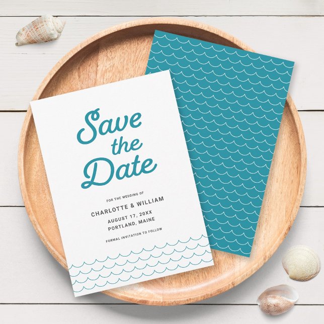 Turquoise Waves Save the Date Card (Creator Uploaded)