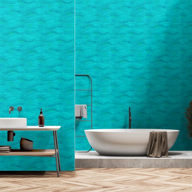 Turquoise Waves Wallpaper (Bathroom)