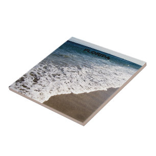 Turquoise Waves Washing Over Sandy Shore Tile
