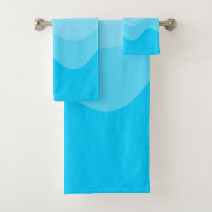 Turquoise Wavey Stripe Modern Bath Towel Set