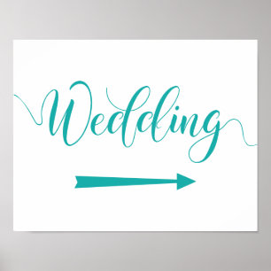 Turquoise Wedding Directions Sign Right Arrow