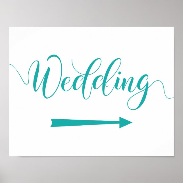 Turquoise Wedding Directions Sign Right Arrow (Front)