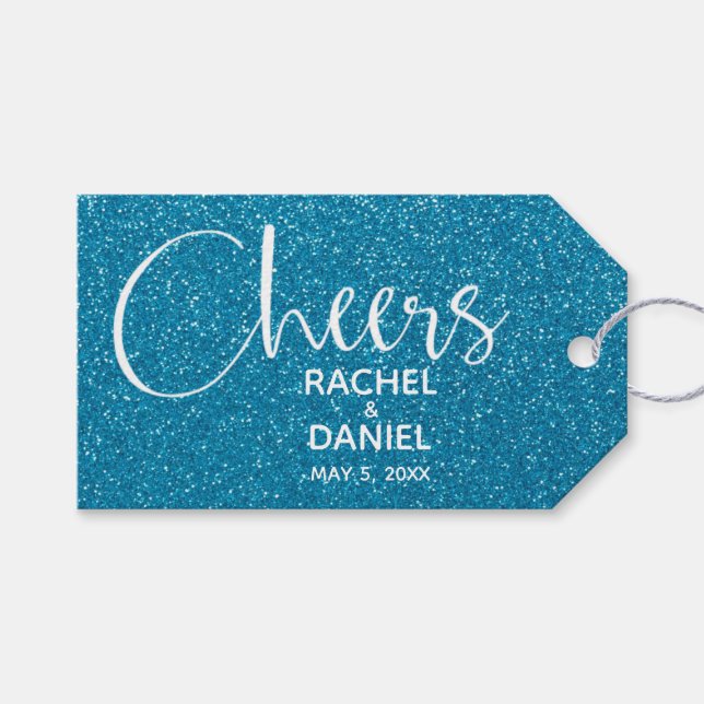 Turquoise Wedding Favour Gift Tags (Front (Horizontal))