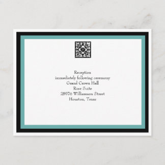 Turquoise Wedding Reception Card