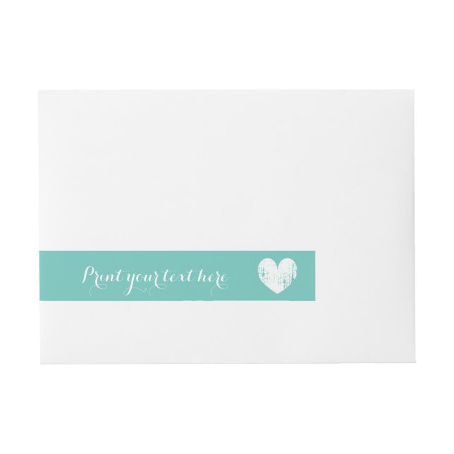 Turquoise wedding wraparound return address labels (Front)