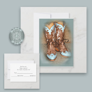 Turquoise Western Boots Wedding RSVP