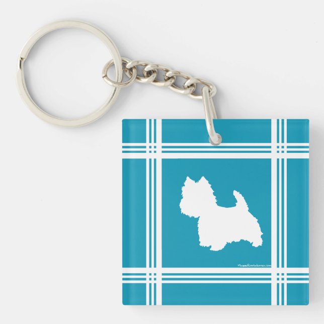 Turquoise Westies Key Ring (Front)
