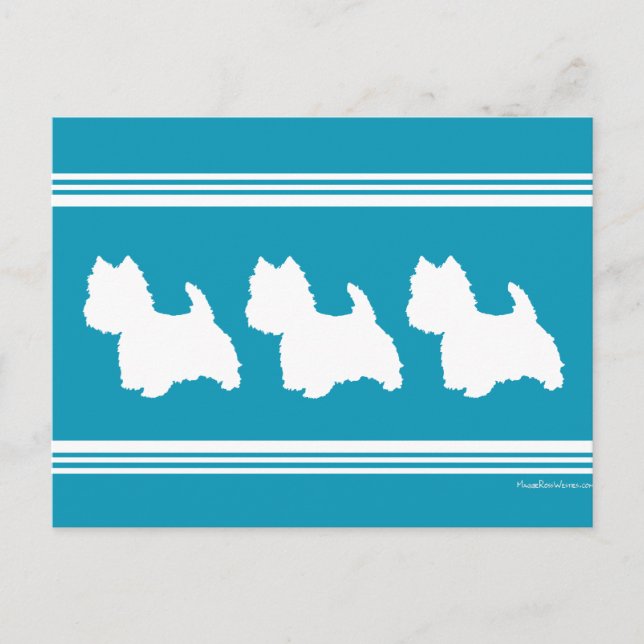Turquoise Westies Postcard (Front)