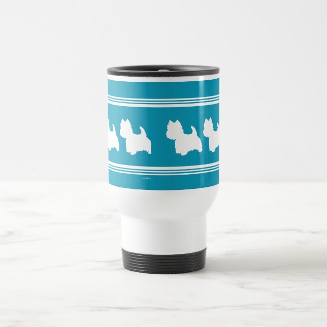 Turquoise Westies Travel Mug (Center)