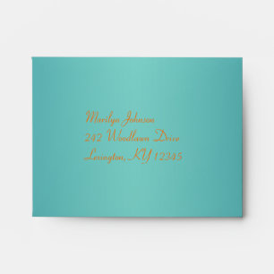 Turquoise, White, and Orange Floral Return Address Envelopes