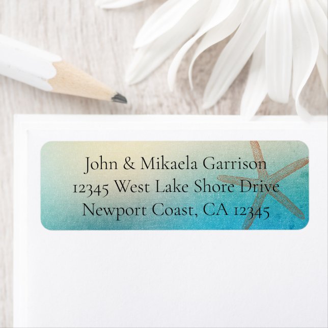 Turquoise White Aqua Blue Beach Starfish Wedding (Insitu)