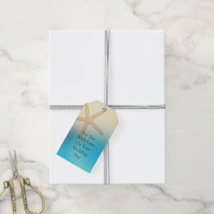 Turquoise White Aqua Blue Starfish Beach Wedding Gift Tags