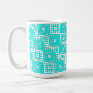 Turquoise White Belarus Folk Pattern Вышиванка Coffee Mug