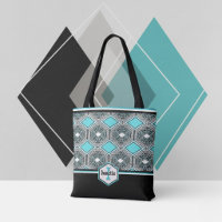 Turquoise, White & Black Tribal Tapestry