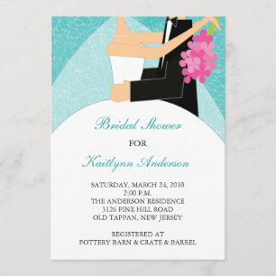 Turquoise & White Bride Bridal Shower Invitation
