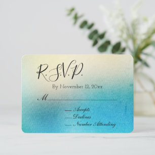 Turquoise White Chic Aqua Blue Wedding RSVP Enclosure Card
