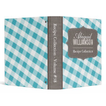 Turquoise & White Gingham Southern Recipe Binder