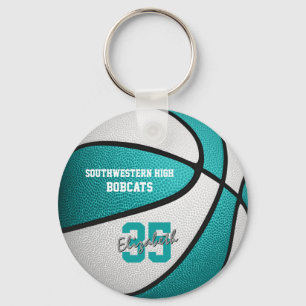 turquoise white girls basketball sports gifts key ring