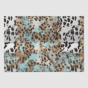 Turquoise White Gold Black Leopard Tissue Paper