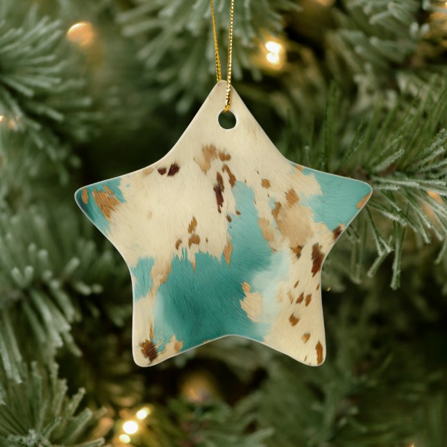 Turquoise White Gold Cowhide Ceramic Tree Decoration (Tree)