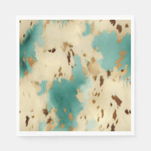 Turquoise White Gold Cowhide Napkin