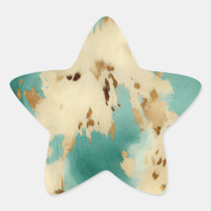 Turquoise White Gold Cowhide Star Sticker