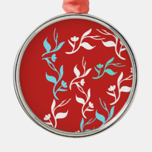 Turquoise White Leaves Pattern Product Metal Tree Decoration
