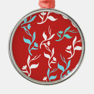 Turquoise White Leaves Pattern Product Metal Tree Decoration