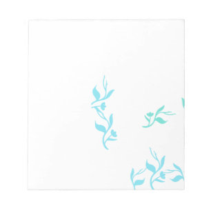 Turquoise White Leaves Pattern Product Notepad