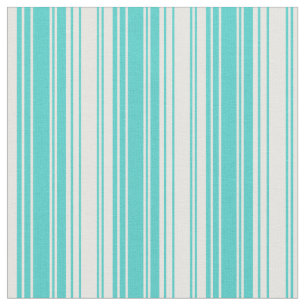 Turquoise & White Lines/Stripes Pattern Fabric