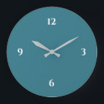 Turquoise & White Minimalist Large Clock<br><div class="desc">Modern clock features a minimalist design in a turquoise and white colour palette. A simple plain design with white numbers on a turquoise background. A trendy addition to your kitchen, living room or office wall, a thoughtful modern office gift or modern home gift for any occasion. You can customise by...</div>