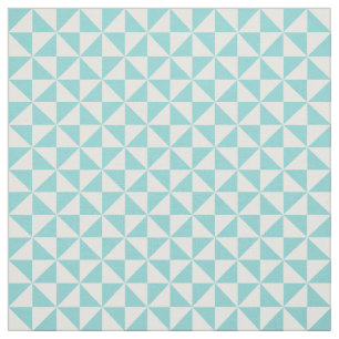 Turquoise White Modern Triangles Pattern Fabric