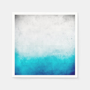 Turquoise & White Ombre Distressed Watercolor Napkin