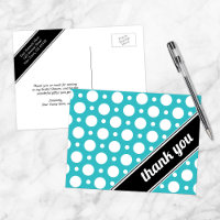Turquoise & White Polka Dot Thank You Postcards