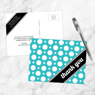 Turquoise & White Polka Dot Thank You Postcards