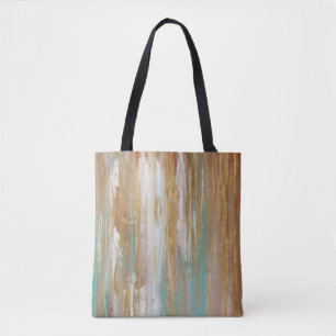 Turquoise, White, Red Ochre and Gold Abstract Tote Bag