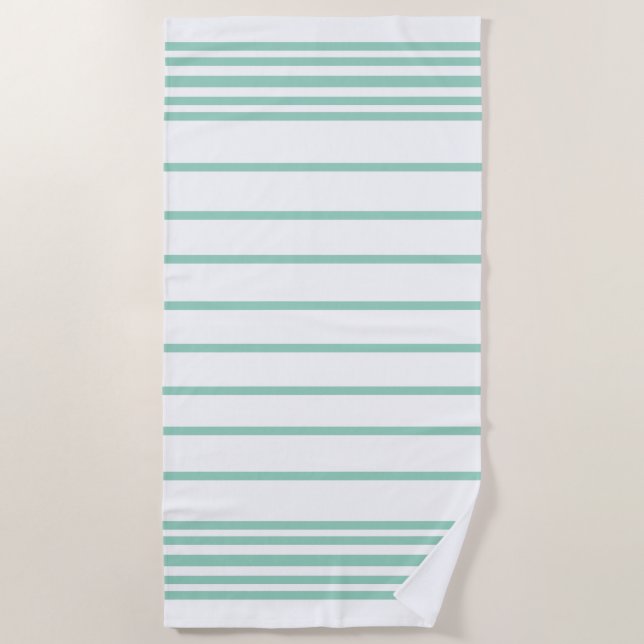 Turquoise & White Striped Beach Towel (Front)