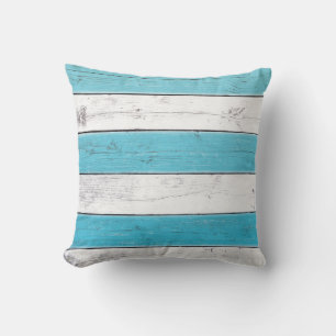 Turquoise & White Striped Pillow
